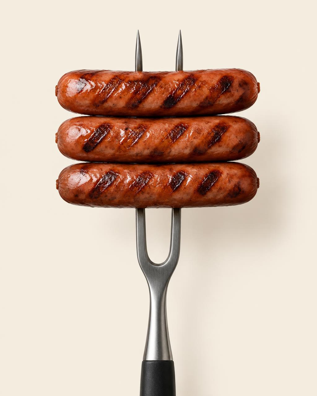Franks on a BBQ fork